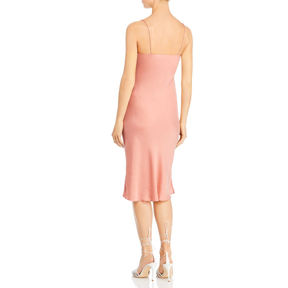 NEW! Anine Bing XS Silky Bay Slip Dress Midi Sexy 90's Style Rose Pink VNeck 0 2 - Picture 10 of 16